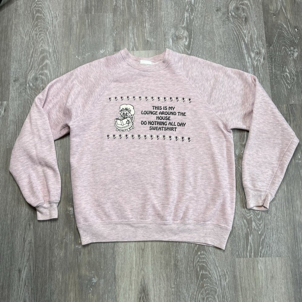 Vintage Bassett Walker Light Pink Grandmacore Lounge Mouse Cozy Crewneck XL